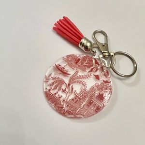 Beautiful, Rare,  Red Willow, Round Plastic Key Chain, 4.in L x 1.5in D